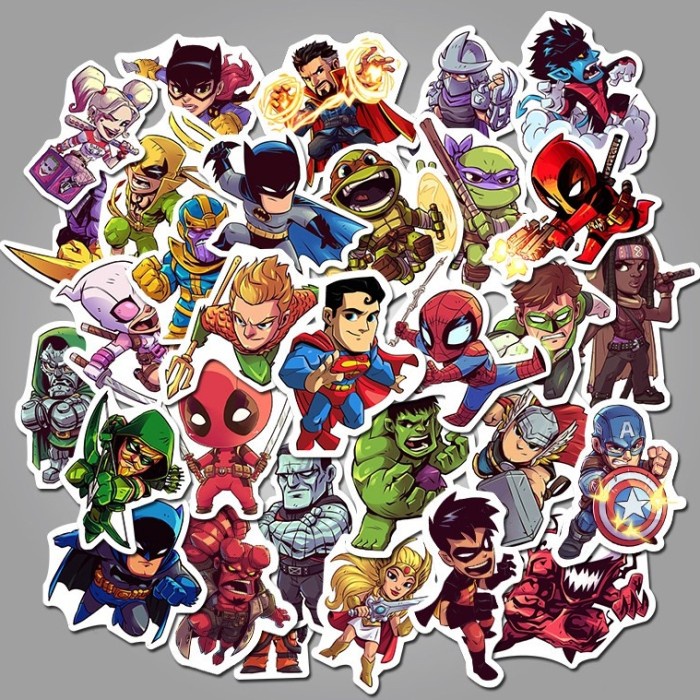 

50 Pcs Sticker Marvel Dc Captain America Stiker Superhero Koper Helm