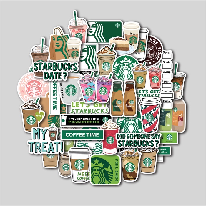 

Sticker Pack Starbucks Stiker Tumbler Laptop Sticker Koper Helm