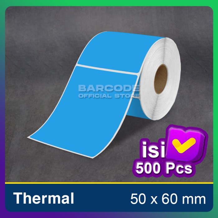 

Label Barcode Thermal 50 X 60 Stiker Warna Biru 50X60 Mm Isi 500 Pcs