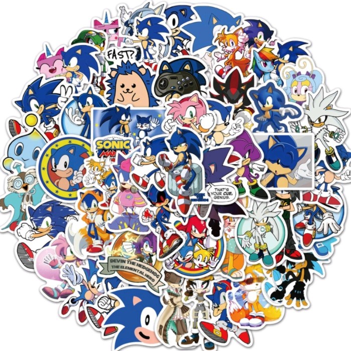 

50 Pcs Sticker Sonic The Hedgehog Porcupine Stiker Landak Cute