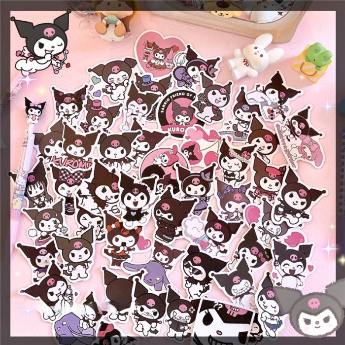 

50/100 Pcs Sticker Kuromi Sanrio Kurumi Cute Cartoon Stiker Anti Air