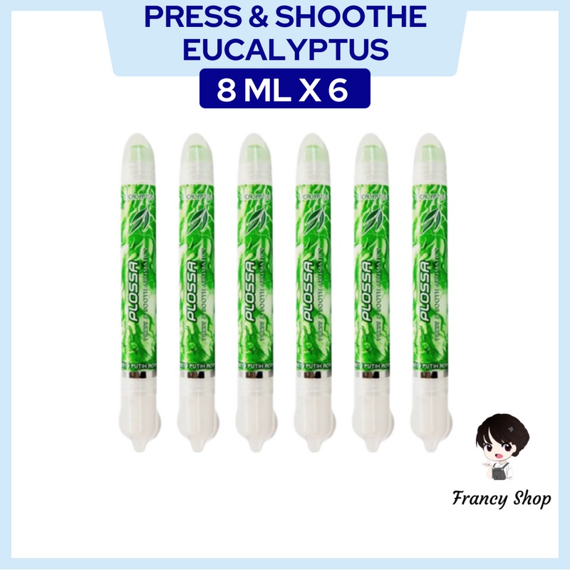 Paket Murah Minyak Angin Plossa Press & Soothe Eucalyptus 8 ml x6 Pcs