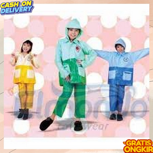 Jas Hujan Jaket Celana Anak Remaja Backpack Umur 7-12 Tahun Mantel Kids Cewek Cowok Remaja Jas Hujan