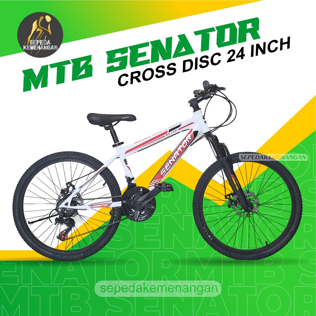 Sepeda Gunung Mtb Senator Cross Country Disc Brake 3 X 7 Speed Ukuran 24 Inch / 26 Inch
