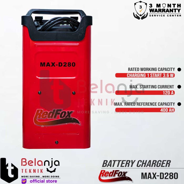 Redfox Battery Charger Max D 280 Cas Setrum Aki ACCU Mobil Max D280 keren