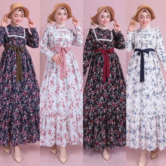 GAMIS CERUTY MOTIF BUNGA / GAMIS CERUTI PRINTING / GAMIS RENDA LALUNA