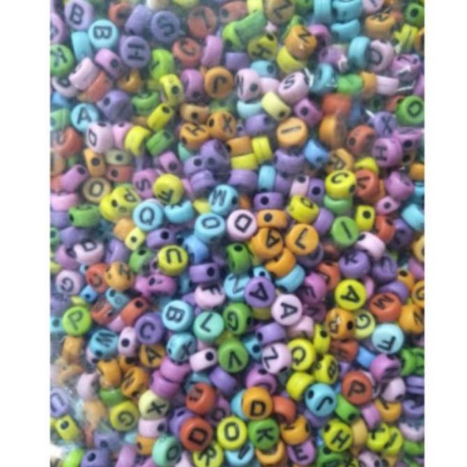 

1 Pon Manik Manik Huruf Bulat Alfabet Bahan Kerajinan Tangan Diy