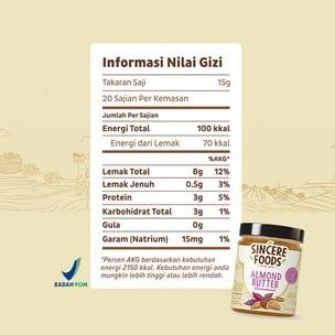 

Organic Almond Butter Unsweetened Sincere Selai Kacang Almond 225g