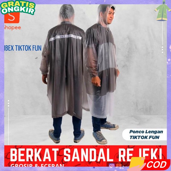 Jas Hujan Terusan Wanita Gamis Muslimah Poncho Lengan Tebal Kuat Elastis Mantrol Klelawar Dewasa Man