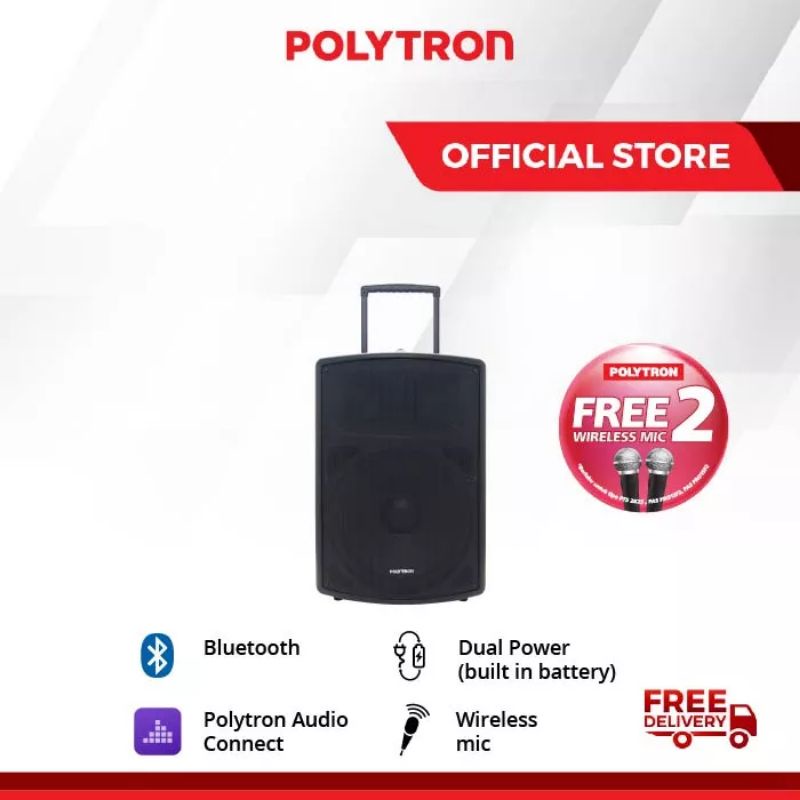 Polytron Sepaeke aktif Pas Pro 12F / 15F  15 inch free mic wireless ( Khusus Sidoarjo Surabaya Gersi