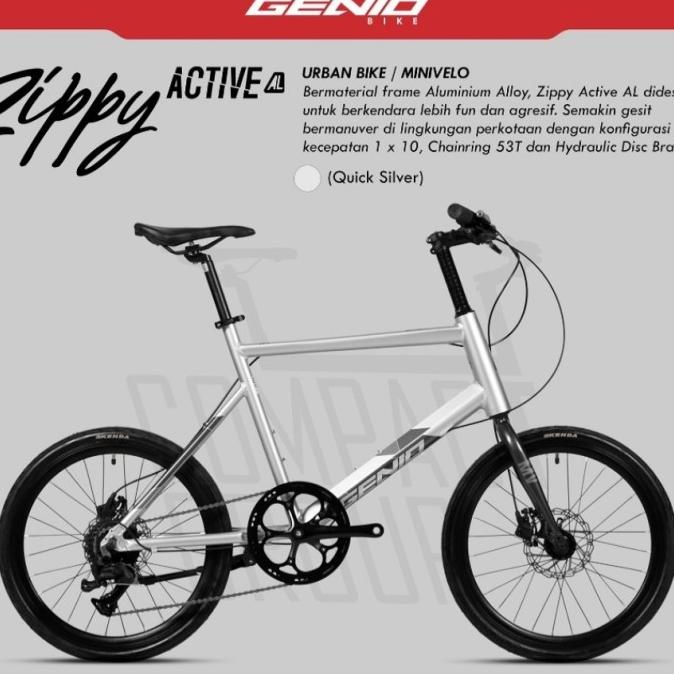 Sepeda Minivelo Genio Zippy Active AL 10 speed Rem Hidrolik (20 Inch)