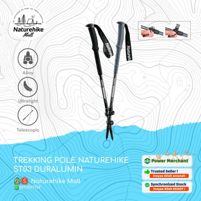 TREKKING POLE DURALUMIN NATUREHIKE NH17D017-D TONGKAT PENDAKI ALLOY
