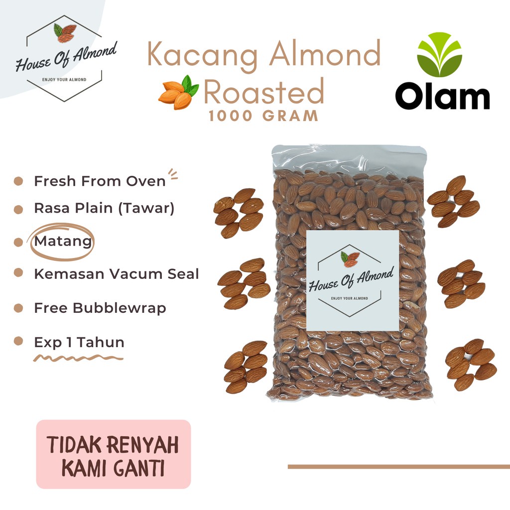 

Kacang Almond Roasted (Panggang) 1Kg Olam