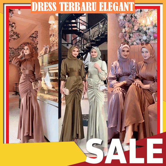 Baju Gamis Kondangan Wanita Terbaru Dres Pesta Mewah Elegan Kondangan Fashion Muslim Kekinian Gamis 