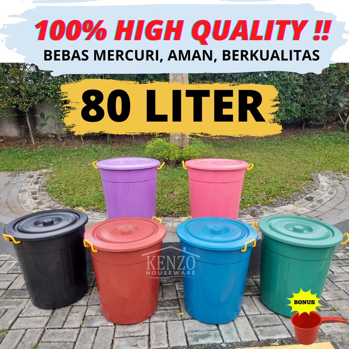 [Q5F78] Ember 80 Liter Plastik Warna Hitam / Gentong Bak Air Ember Mandi Besar [W09M]