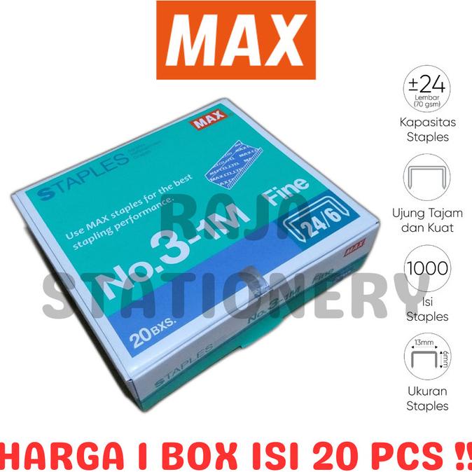 

MAX STAPLES NO.3 ISI STAPLER MAX No.3-1M ISI HEKTER BESAR [20PCS]