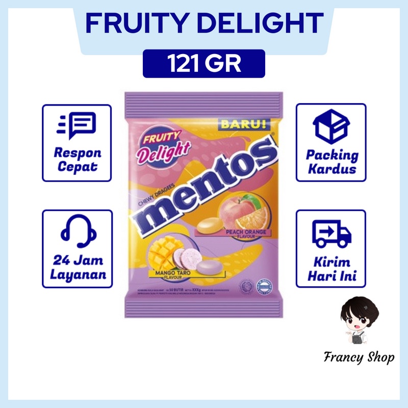 

Permen Mentos Fruity Delight Mint Aneka Rasa Buah 121gr