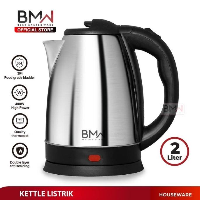 Teko listrik Stainless Kettle Listrik BMW 2 Liter Otomatis