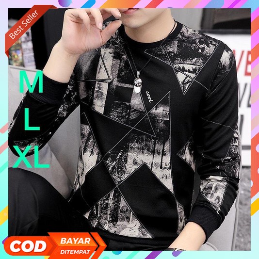 Kaos Pria Dewasa Terbaru 2023 Lengan Pendek Panjang Sweater Cowo Kelambi Over Size Crewneck Tebal Vi