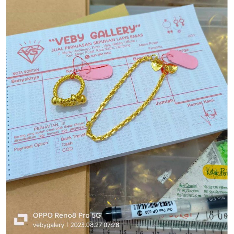 gelang medan cincin lilit tambang lapis emas24k