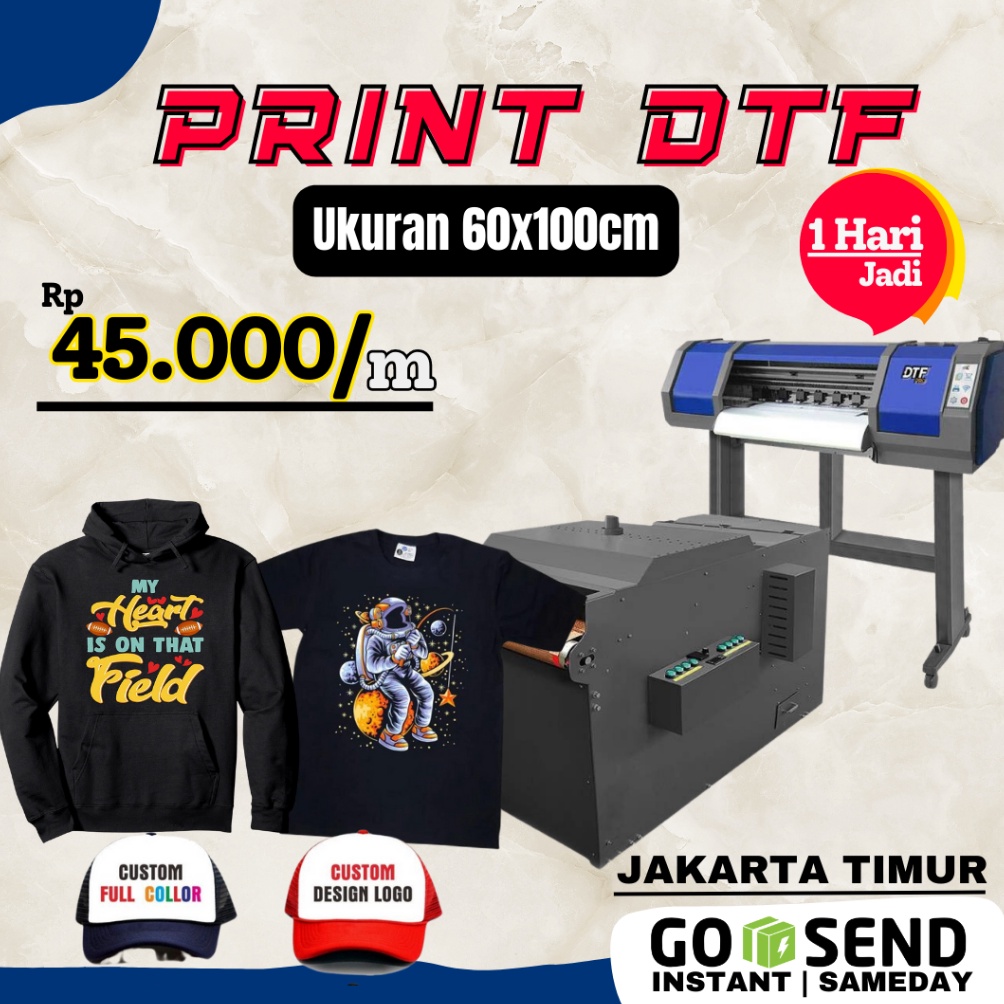 

Promo Semangat Jasa Cetak Sablon Satuan Print DTF 60 x 100cm Meteran DCM