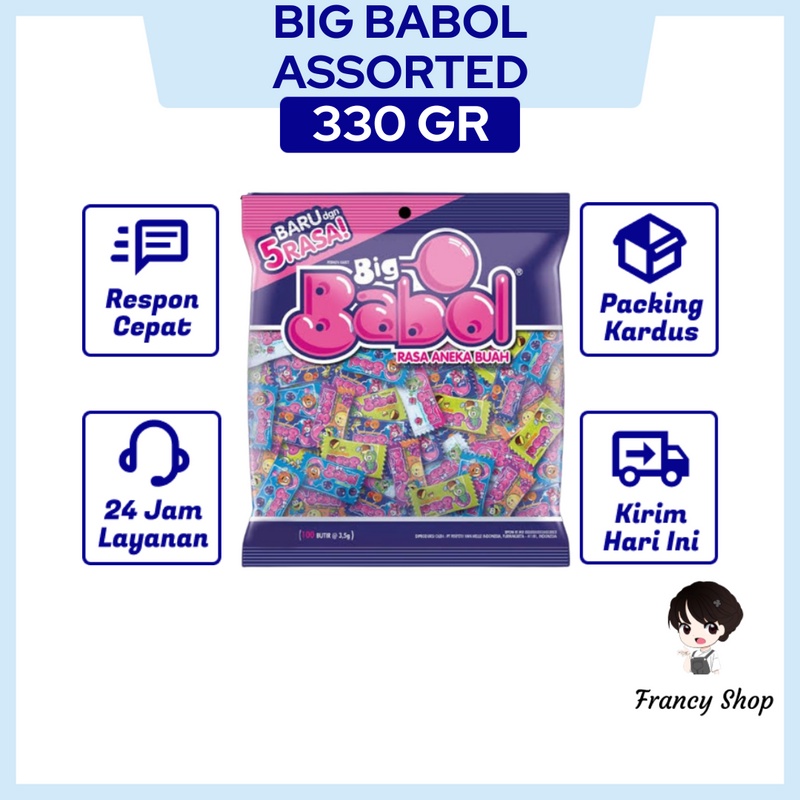 

Permen Karet Big Babol Assorted Rasa Aneka Buah 1 Pack 330 gr
