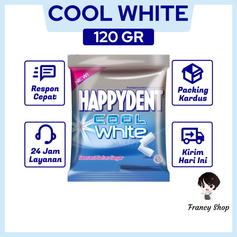 

Permen Karet Happydent Cool White Rasa Mint 120 gr
