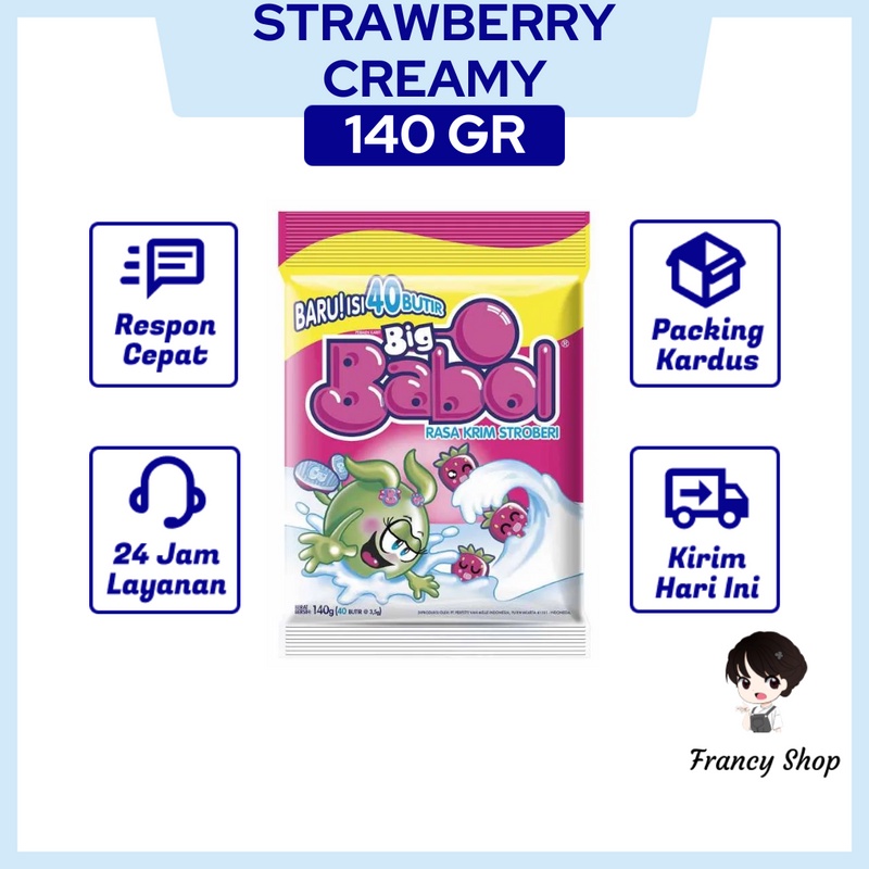 

Permen Karet Big Babol Strawberry Cream 140 gr