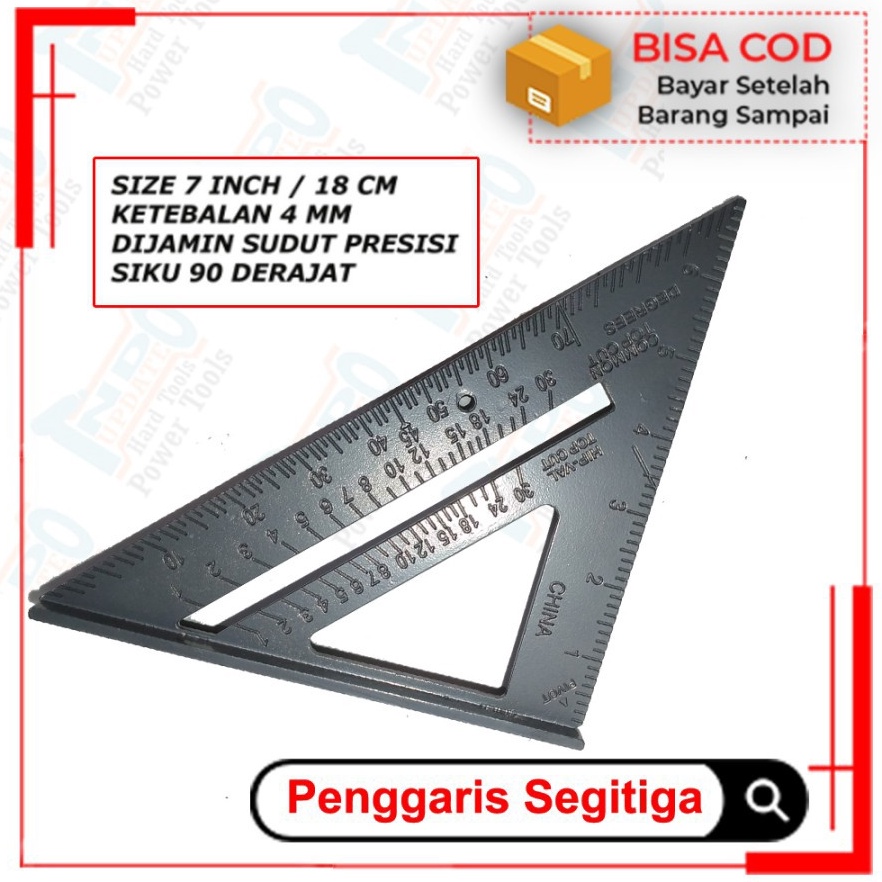 

[CODE BARANG 587SDF] Rafter Square Speed Square Penggaris siku Segitiga Pasekon Penggaris Tukang 7 Inch 198