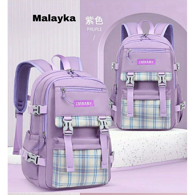 Ransel Sekolah ZMBABY tas backpack vistnov gratis tumbler tas tartan