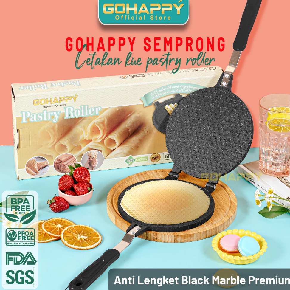 ★★★ TDh Cetakan kue semprong Black Jasmine Anti lengket Gohappy 'egg roll, jepit , opak gambir ✩ Bes