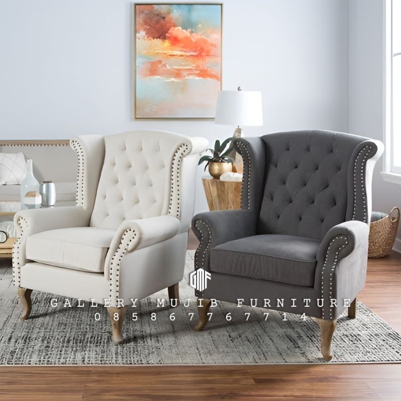 sofa santai single minimalis modern vintage kursi sofa tamu 1 seater