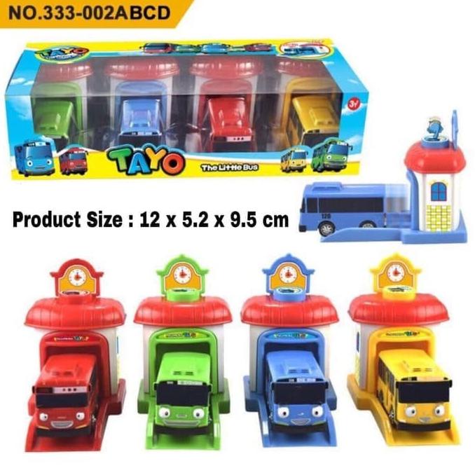 Mobil Tayo Garasi 4 Pcs Pelontar The Little Bus Tayo Garage