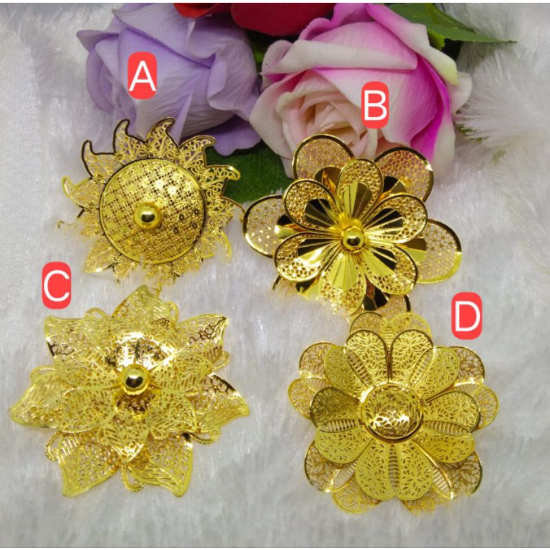 liontin bunga kendari lapis emas 24k