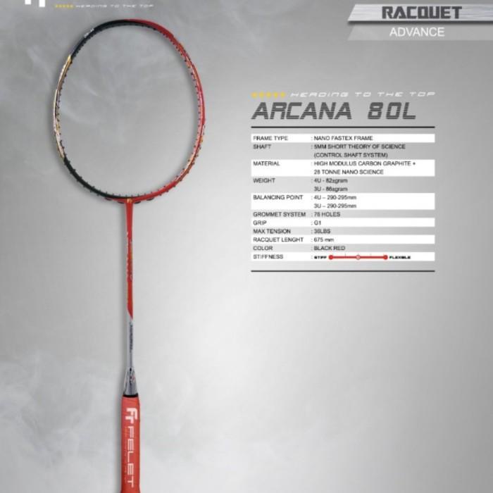 TERLARIS RAKET BADMINTON FELET ARCANA 80 L / FELET ARCANA 80L KOMPLIT ORIGINAL