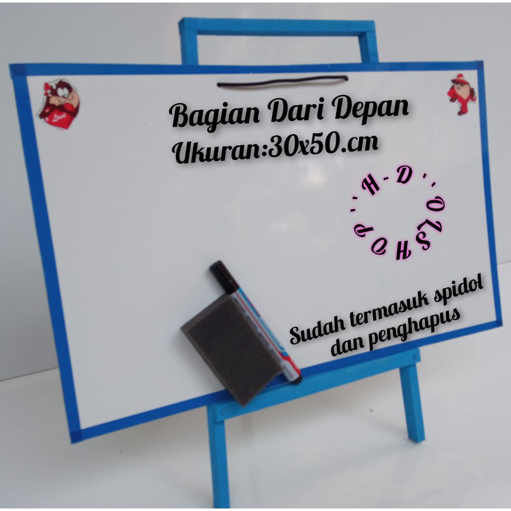 

Sale.. papan tulis anak white board dengan penyangga karakter ukuran 30x50 PWT