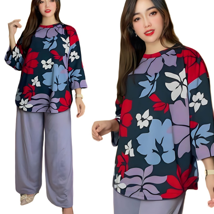 Terkini SETELAN WANITA JUMBO LD 140 ATASAN OVAL WANITA BAJU KANTONG OVERSIZE PEREMPUAN DAN CELANA KA