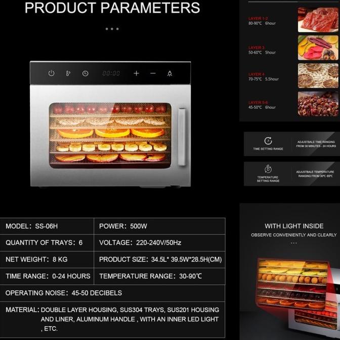 100%Berkualitas Papalolo Drying Stainless Steel Food Dehydrator