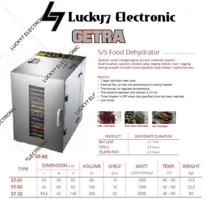 S/S Food Dehydrator Getra St-02 / Food Dehydrator 16 Trays