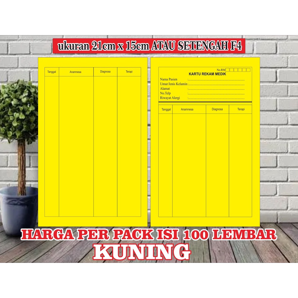 

(♪/✉DQG) Kartu Rekam Medis / Kartu Status Pasien Medical Record Ukuran 19cm x 15cm ISI 100/PACKtreending!