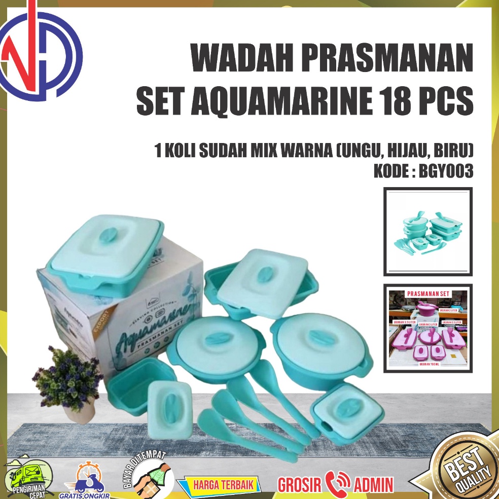 (❣/☑B1M] TEMPAT WADAH MAKAN PRASMANAN AQUAMARINE SERVING SET 16 PCS FREE PACKING BUBBLE VDvirral..