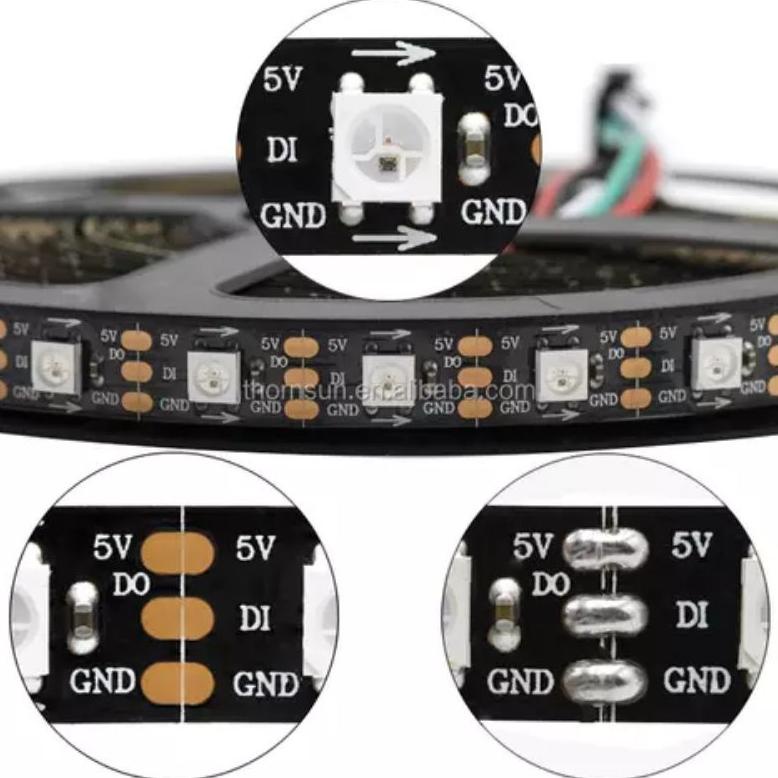 Termurah Led Strip Rgb Ws2812B Ws 2812 5V 5M 60Led/M Ip20 Indoor Led Rapat Bisa Cod