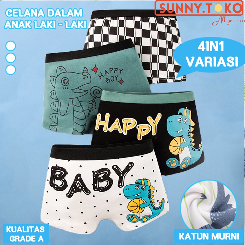 Codew3W7i (2-10 Tahun)Katun Murni CD Celana Dalam Anak Laki Laki Celana Dalam Boxer Anak celana dala