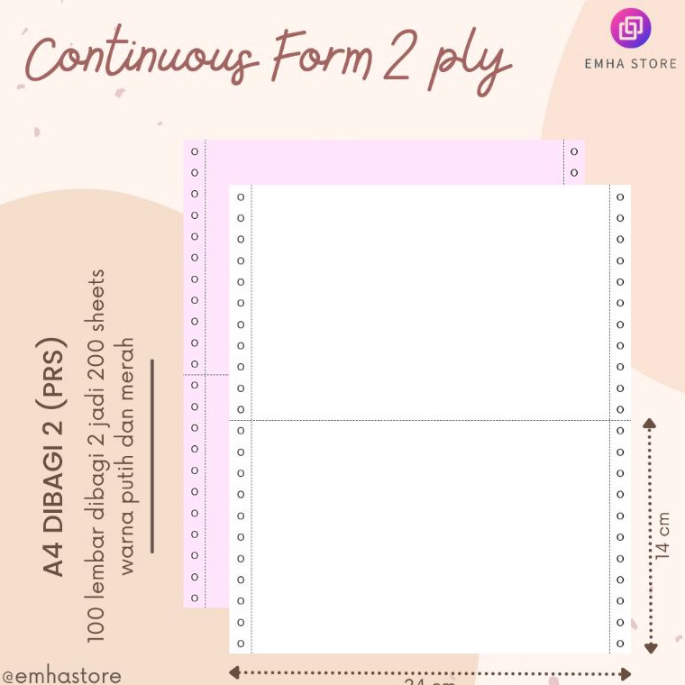 

[✔/✯X0O) Kertas Continuous Form Struk PPOB PLN A4 Dibagi 2 2 Ply 100 Lembarviral.