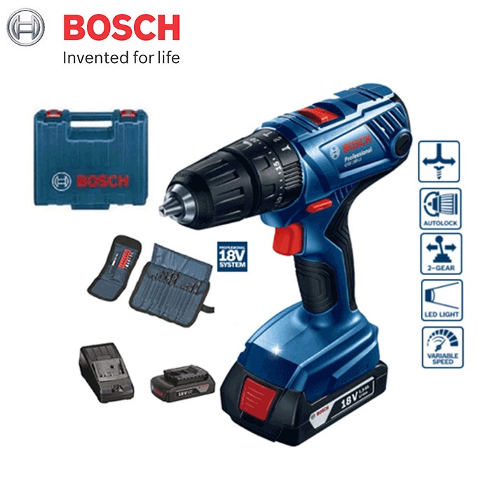 Bosch GSB 180 LI 18V Cordless Impact Drill / Bor Tembok Baterai