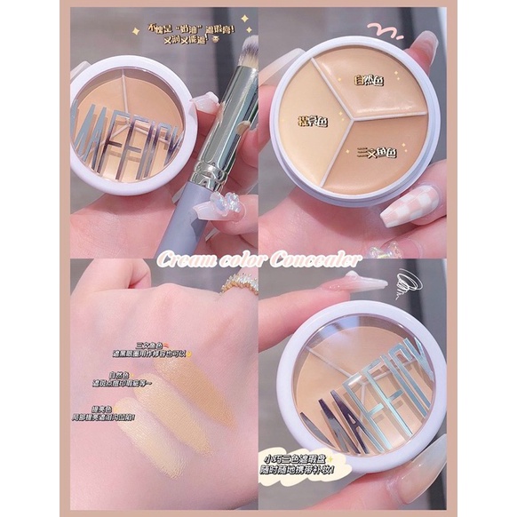 (♡/♫JTP> [FREE KUAS] MAFFICK - Concealer 3in1 / Concealer Penutup Bekas Jerawat / Concealer Waterpro