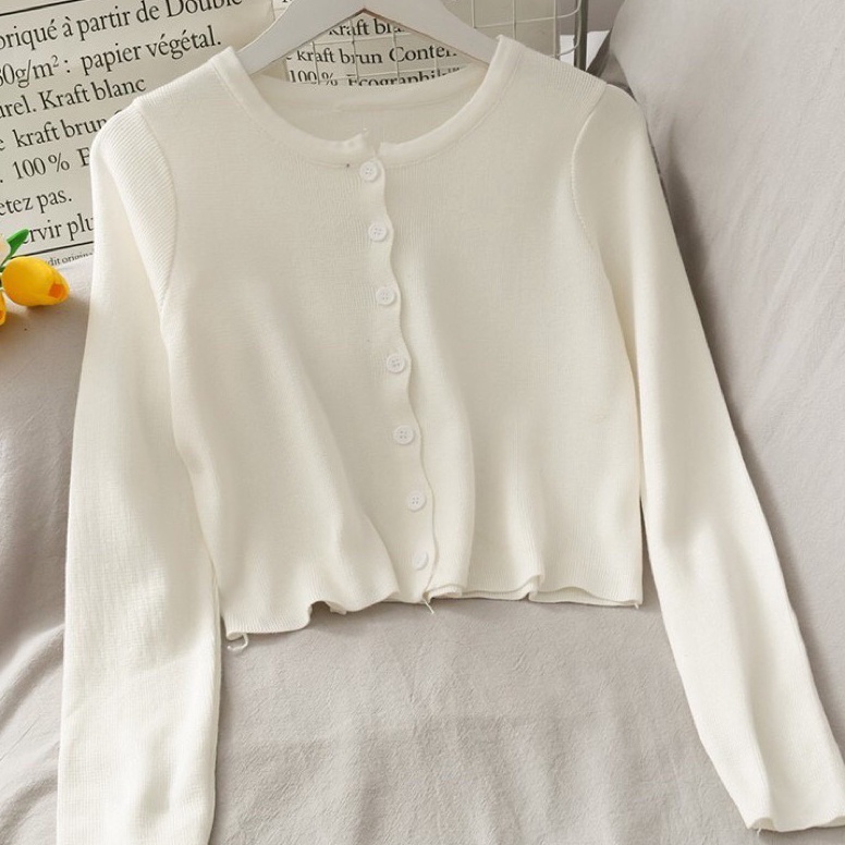 KodeFf4F9 BAILEY CARDI RAJUT / ANGEL BOTON SKIRT / CARDIGAN CROP TOP