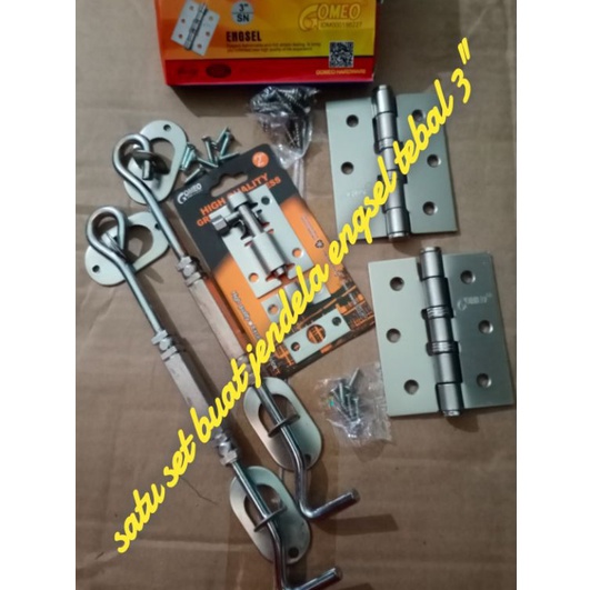 (Z✪ZY/➸) satu set engsel gomeo 3" jendela komplit grendel + cengkal jendela engsel / terviiral