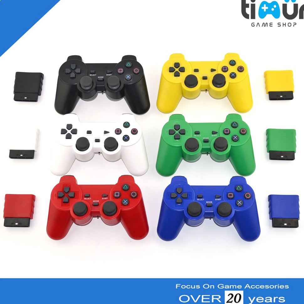 (W➲DE/✔] Stik Stick Controller PS2 Wireless Warna Merah Biru Putih Kuning Hijau Hitam - kekiniian.
