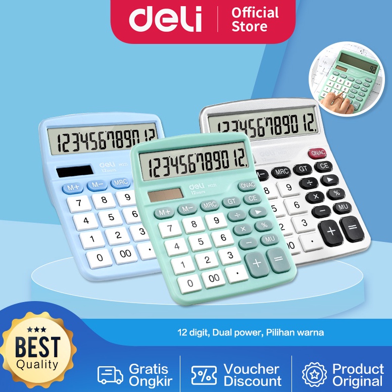 

Ayo Ramaikan Deli Kalkulator Meja / Desktop Calculator Layar 12 Digit Warna Lucu EM221 GGK